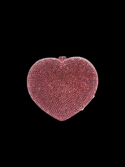 Bolso clutch corazón diamantes