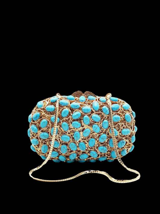 Bolso clutch cartera turquesa