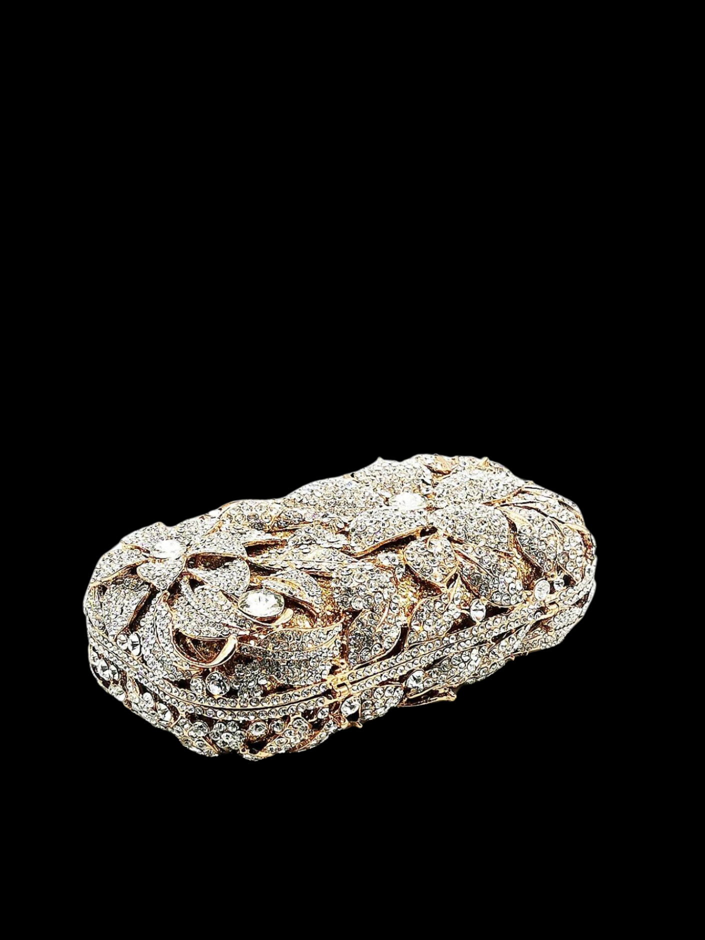 Bolso clutch cartera flores diamantes