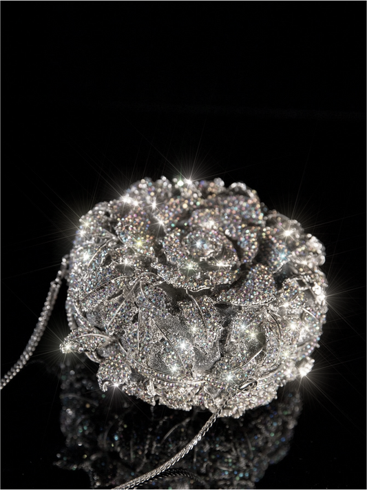 Bolso clutch rosa diamantes