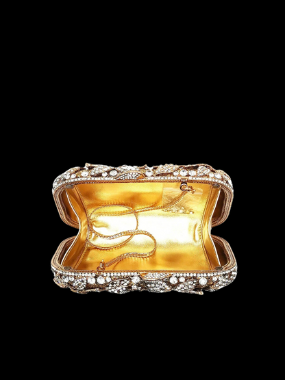 Bolso clutch cartera flores diamantes