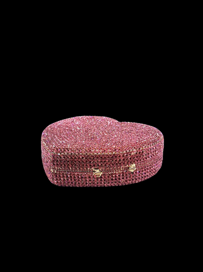 Bolso clutch corazón diamantes