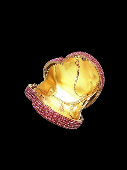 Bolso clutch corazón diamantes