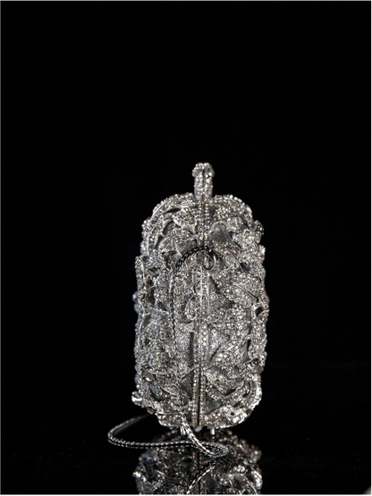 Bolso clutch rosa diamantes