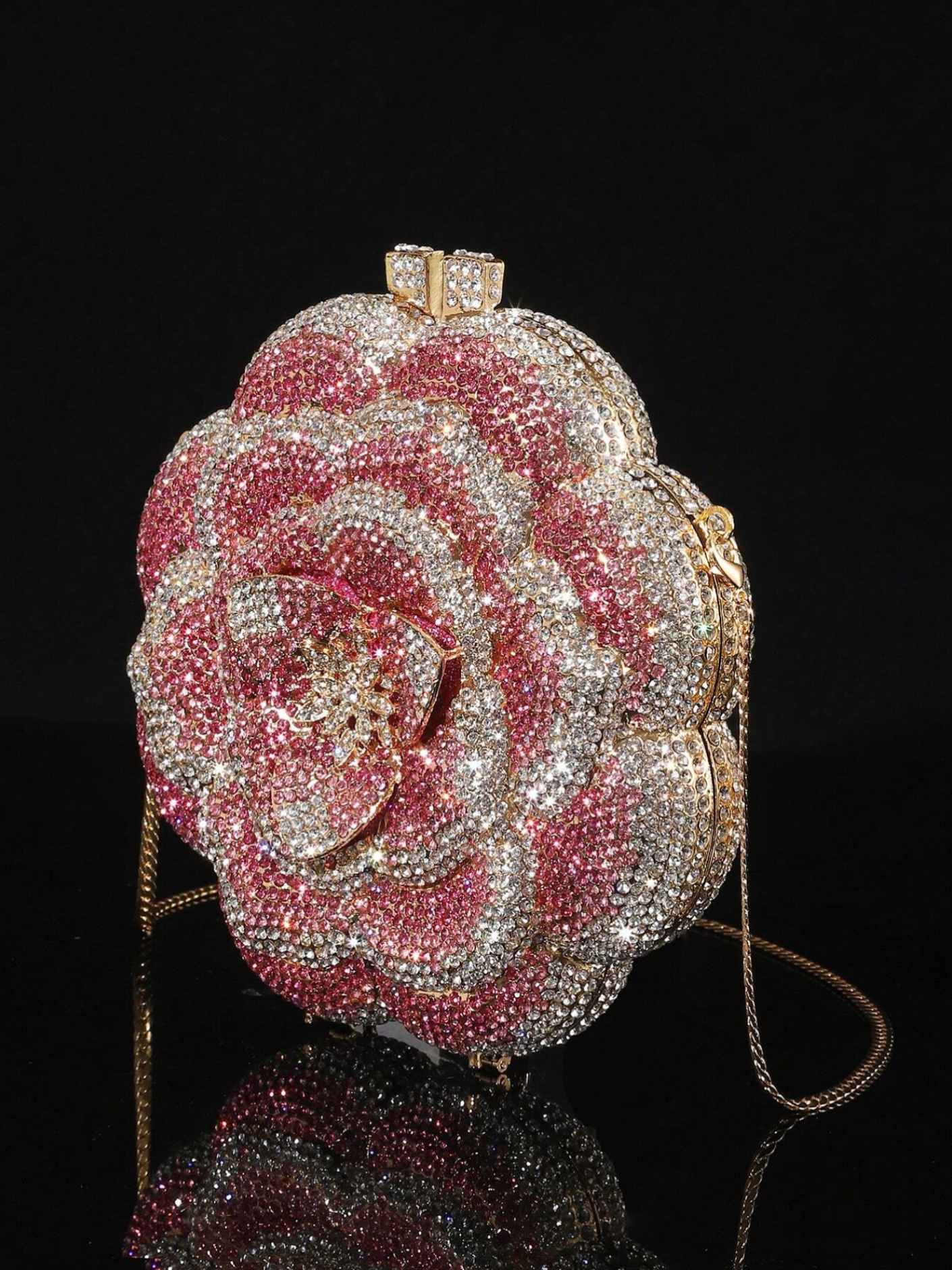 Bolso clutch flor diamantes