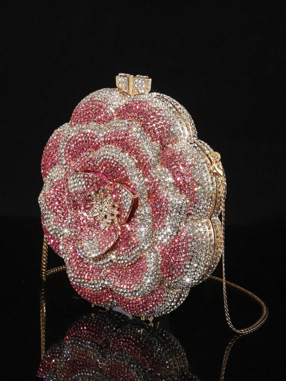 Bolso clutch flor diamantes