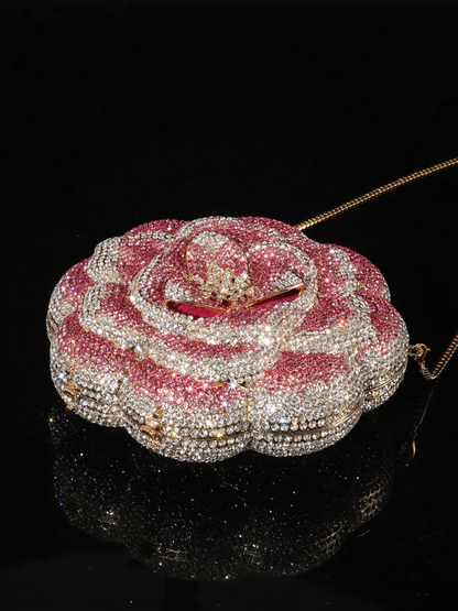 Bolso clutch flor diamantes