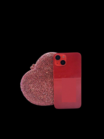 Bolso clutch corazón diamantes
