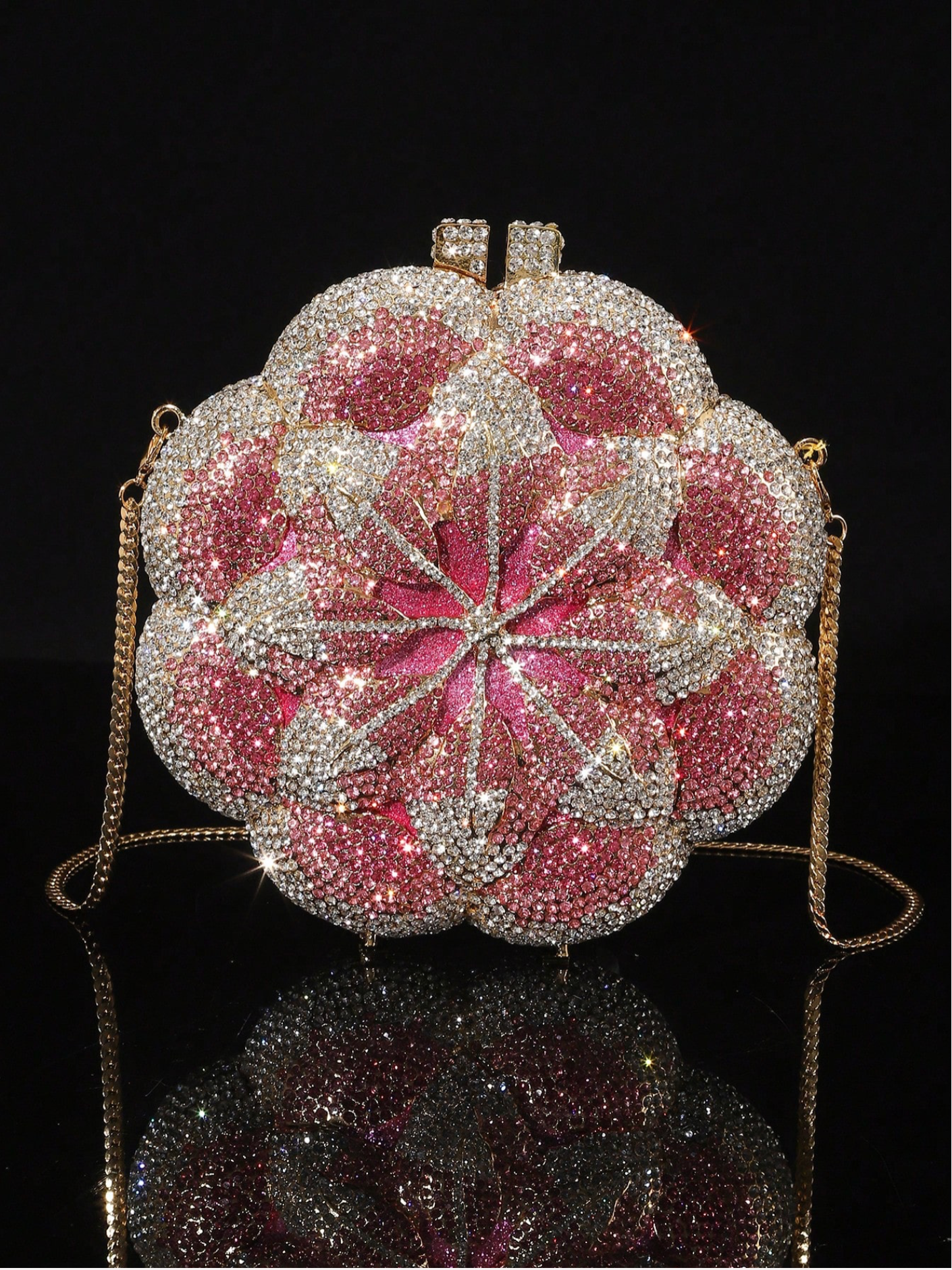 Bolso clutch flor diamantes