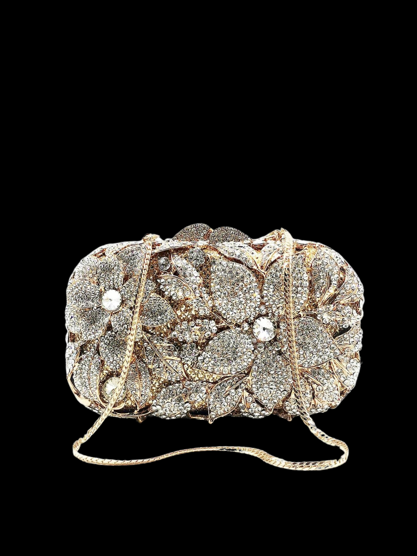 Bolso clutch cartera flores diamantes