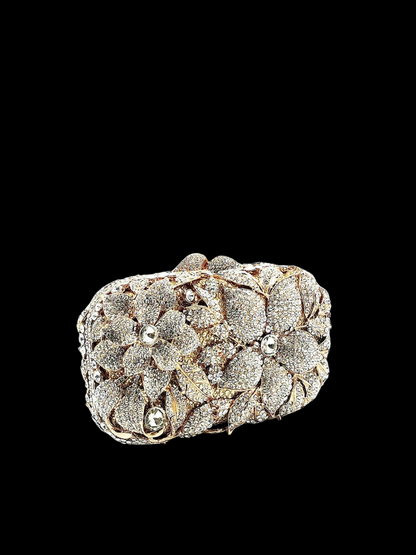 Bolso clutch cartera flores diamantes