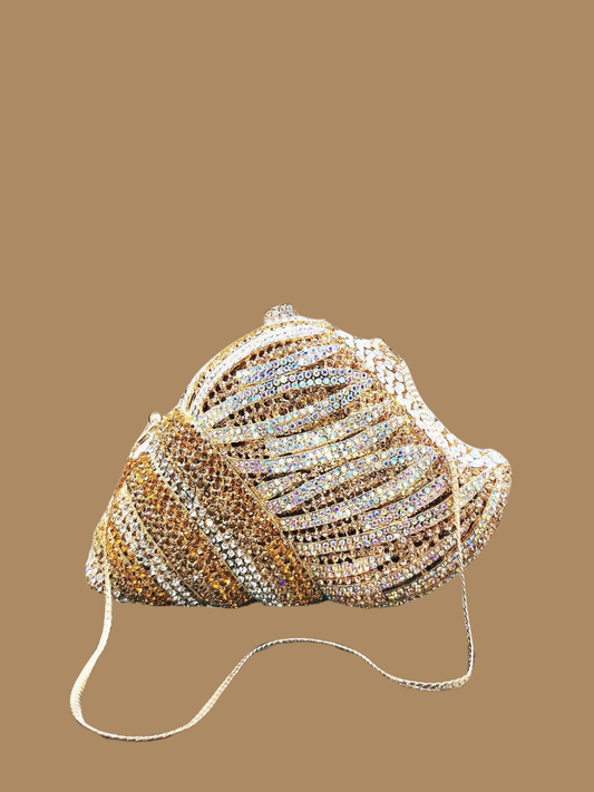 Bolso clutch caracol diamantes