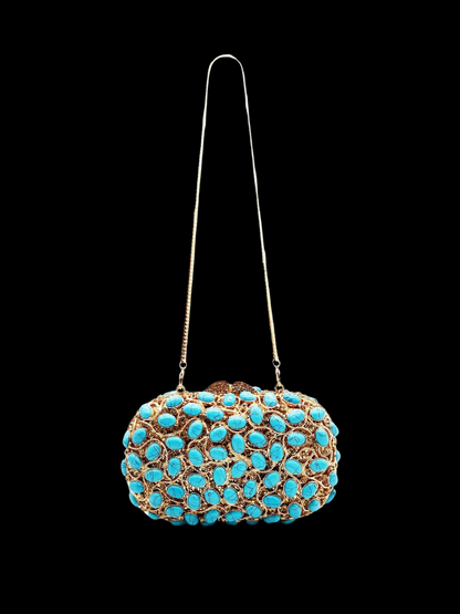 Bolso clutch cartera turquesa