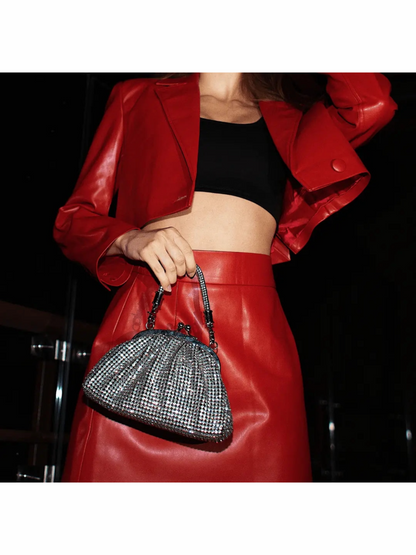 Bolso asa diamantes incrustados