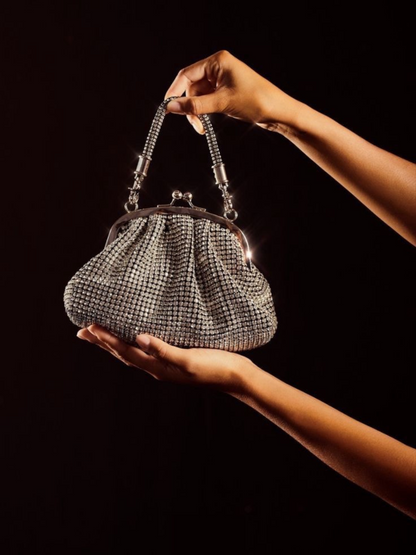 Bolso asa diamantes incrustados