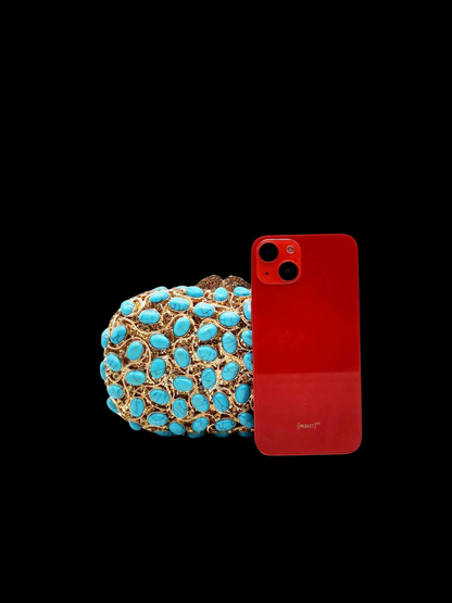 Bolso clutch cartera turquesa