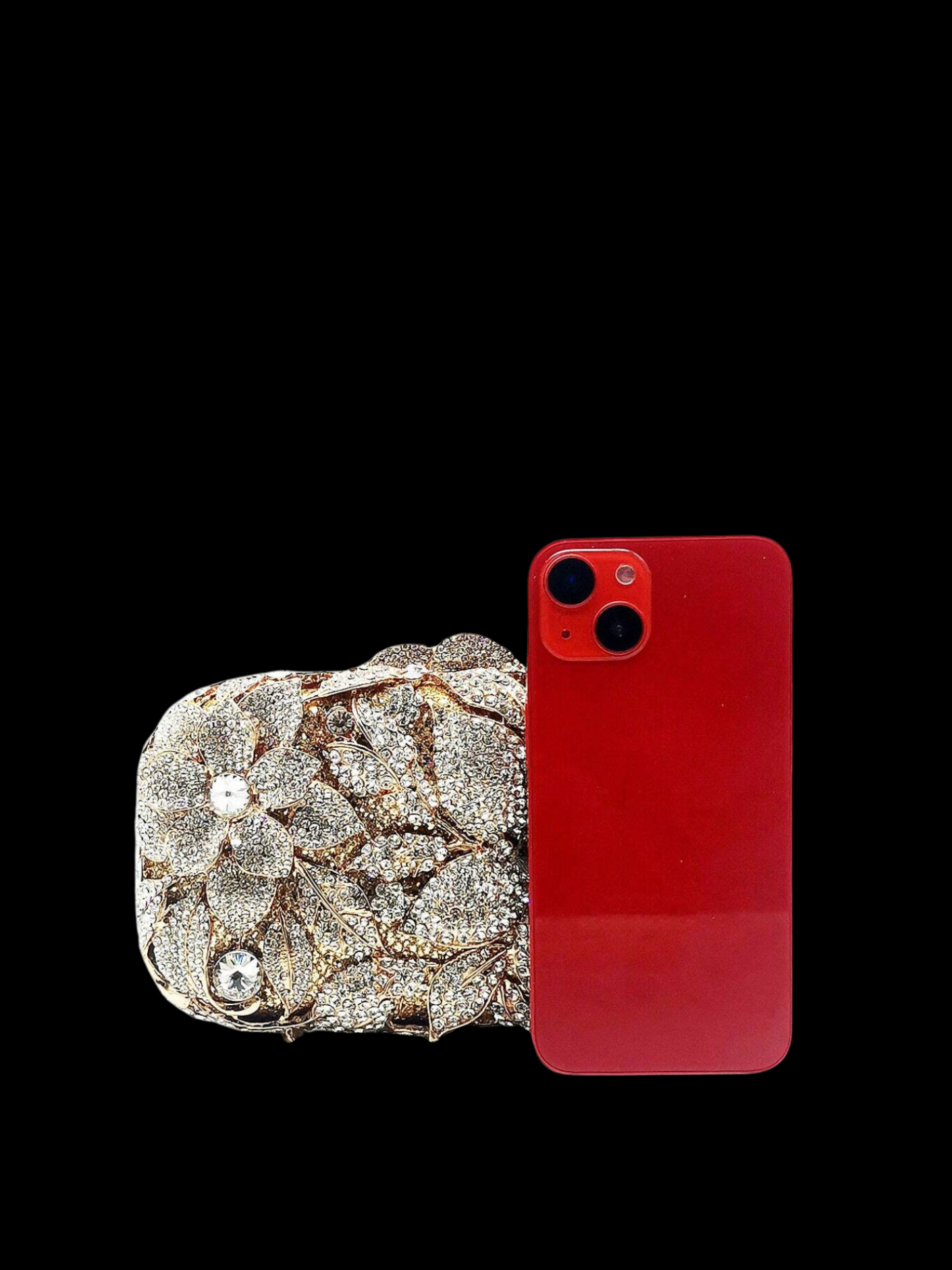 Bolso clutch cartera flores diamantes