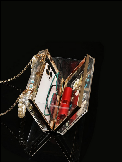 Bolso clutch flores preservadas