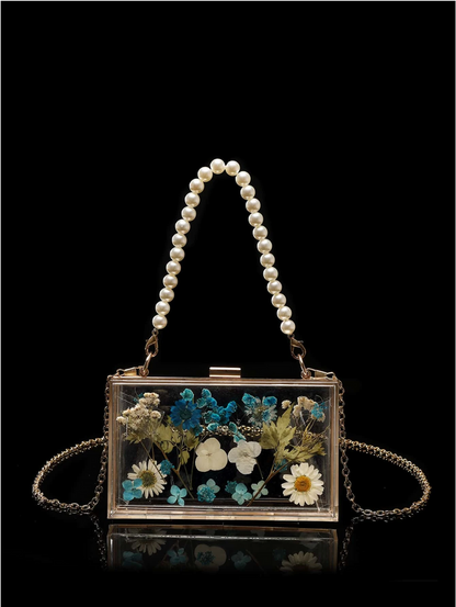 Bolso clutch flores preservadas
