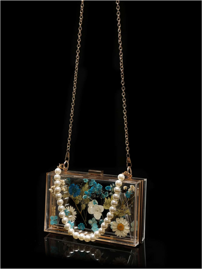 Bolso clutch flores preservadas