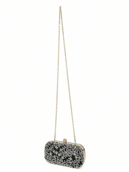 Bolso clutch bordado diamantes perlas