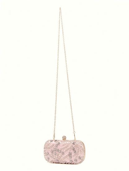 Bolso clutch bordado diamantes perlas