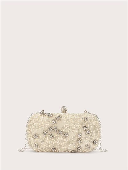 Bolso clutch bordado diamantes perlas