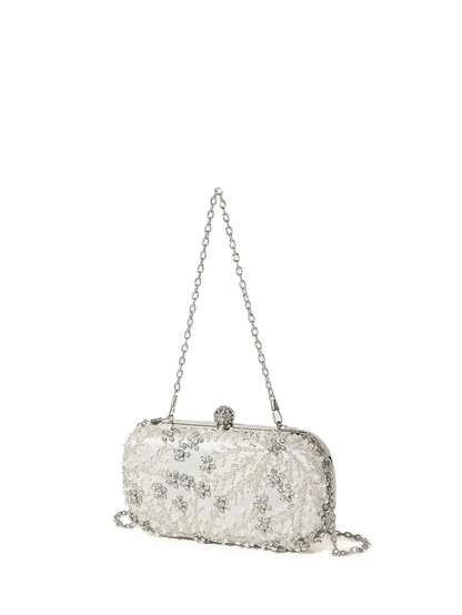 Bolso clutch bordado diamantes perlas