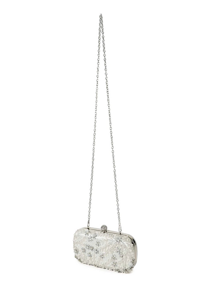 Bolso clutch bordado diamantes perlas