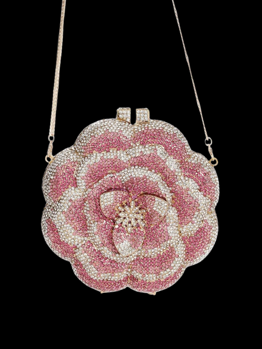 Bolso clutch flor diamantes