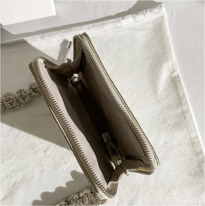 Bolso cadena tejida diamantes