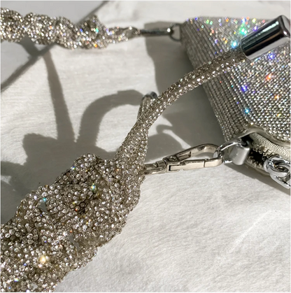 Bolso cadena tejida diamantes