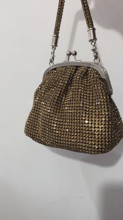 Bolso asa diamantes incrustados