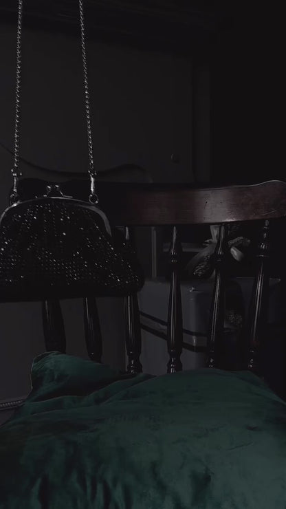 Bolso asa diamantes incrustados