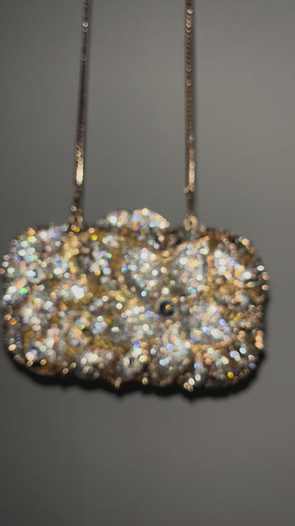 Bolso clutch cartera flores diamantes
