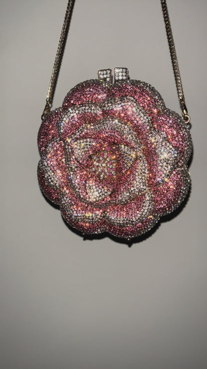 Bolso clutch flor diamantes