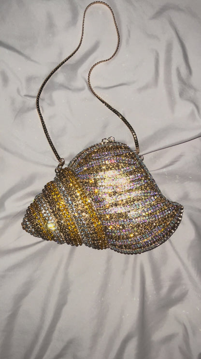 Bolso clutch caracol diamantes