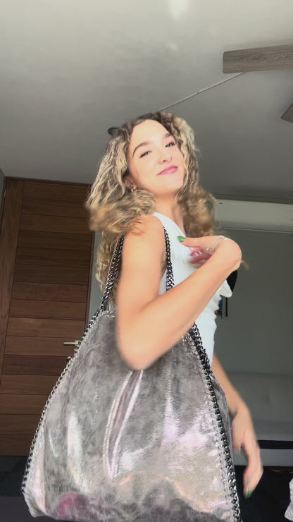 Bolso tote metálico diseño cadena