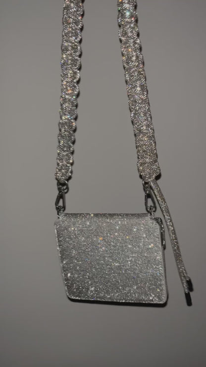Bolso cadena tejida diamantes