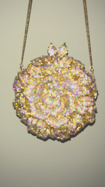 Bolso clutch rosa diamantes