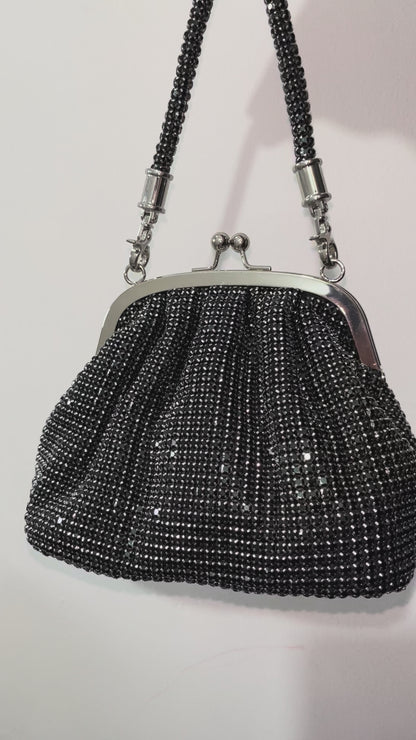 Bolso asa diamantes incrustados