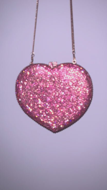 Bolso clutch corazón diamantes