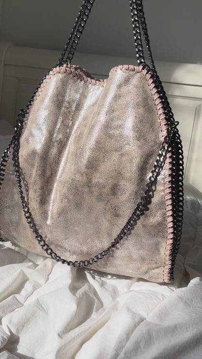 Bolso tote metálico diseño cadena