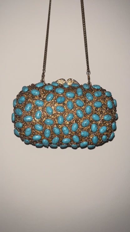 Bolso clutch cartera turquesa