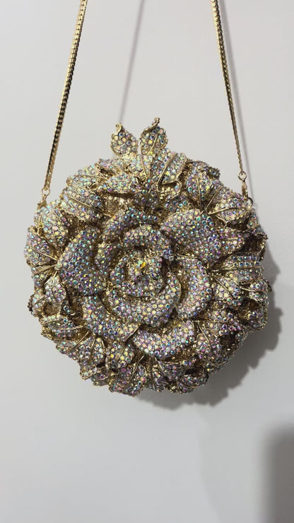 Bolso clutch rosa diamantes