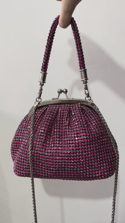 Bolso asa diamantes incrustados