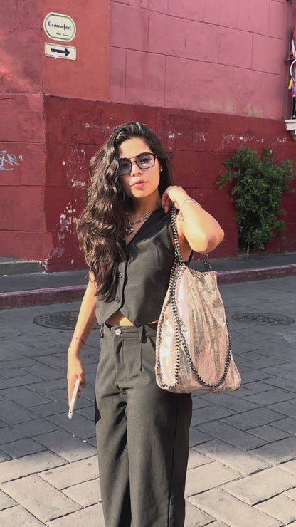 Bolso tote metálico diseño cadena