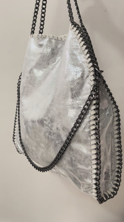 Bolso tote metálico diseño cadena